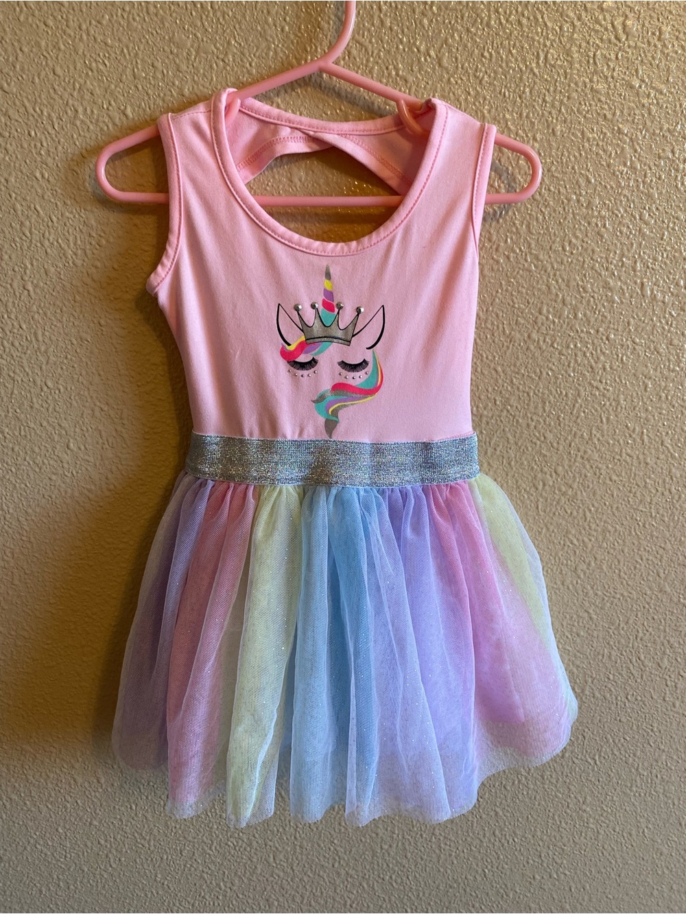 Freestyle Pink Unicorn Tutu Dress with Rainbow Tulle Skirt